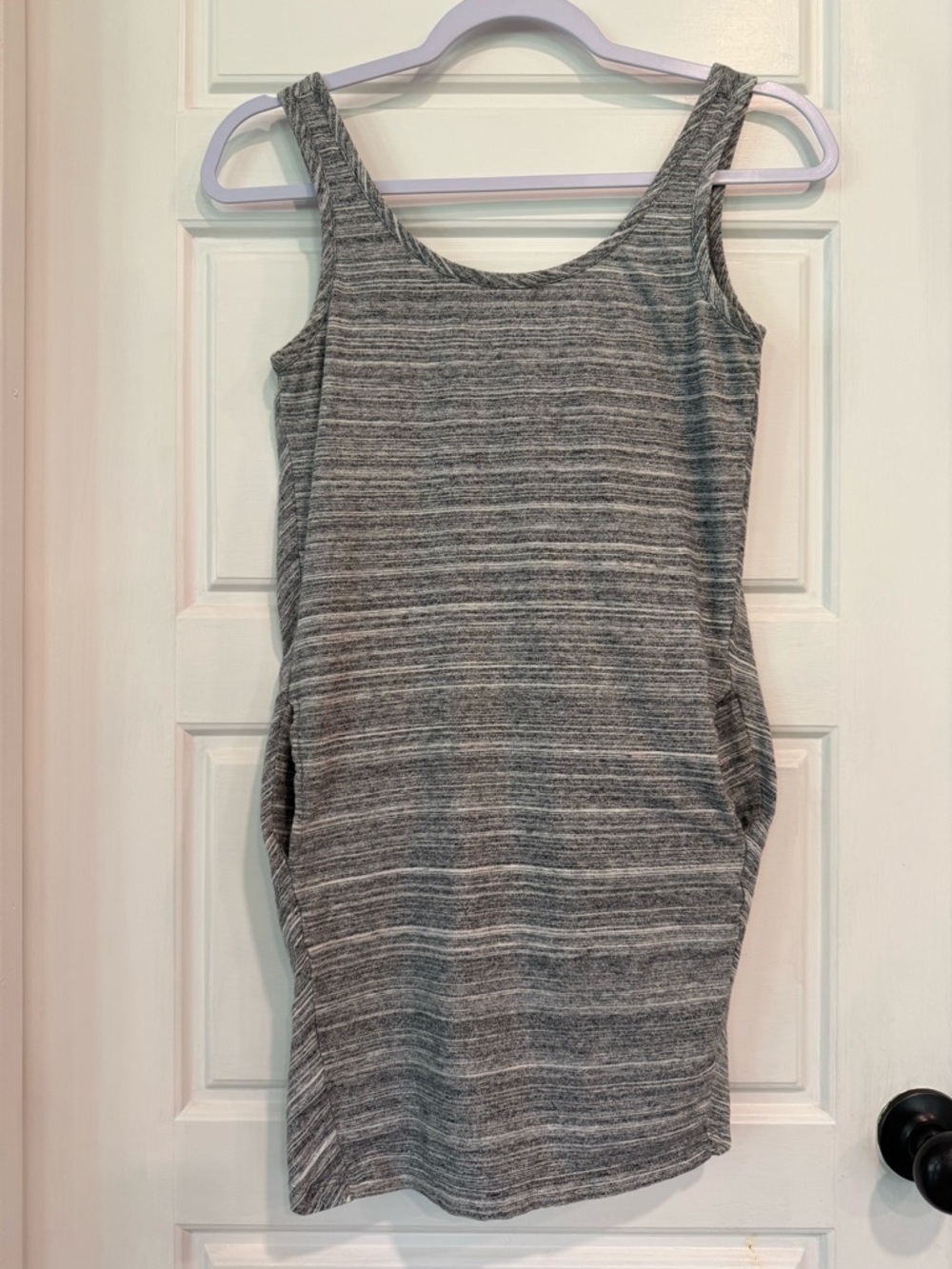 Ann Taylor LOFT Gray White Sleeveless Swing Shift Dress Size XS Marled Knit